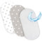 Spannbettlaken Kinderwagen Baby Spannbetttücher 3er Set: 75 x 35 cm - 2X Bettlaken + 1x wasserdichter Matratzenschoner - Babybett Zubehör für Kinderbett Beistellbett Stubenwagen Sterne weiß grau