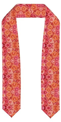 Stola mit orangefarbenem Rosenmuster, Unisex, für Erwachsene, Klasse 2024, Polyester, Stola mit Besatz, Ehre, Abgeflacht, Einheitsgröße
