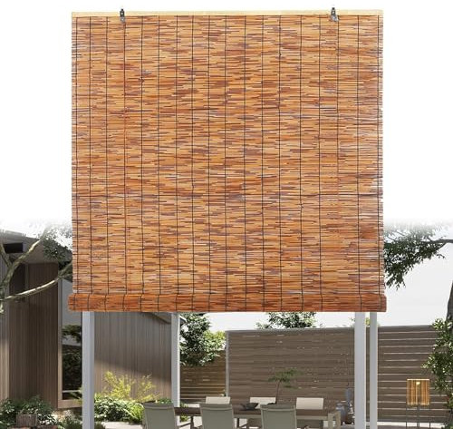 Bambus Rollos Outdoor Wetterfest,Bambusrollo Balkon Sonnenschutz,Jalousie Außen,Jalousien Rollo 50 60 70 80 90 100 110 150 160 cm breit,Blind Screen Fenster,Vorhänge Raffrollo,für Innen,Garten(Color:B