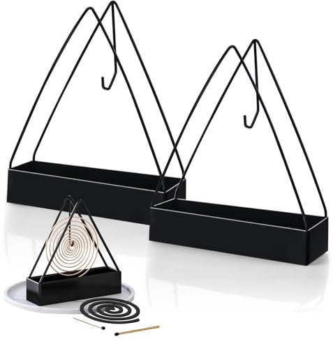 JWTRSVTY Support Bobine de Moustique, Porte Moustique Iron Support, Support Vertical Bobine Moustiques avec Base, Domestique Porte-Moustique, Portable Porte Moustique Métal Triangulaire (2Pcs, Noir)
