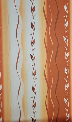 Gardinen Vorhangen Mondego Orange 140x160 cm (BxH) 1 Stück Gardine mit Kräuselband Curtains Wohnzimmer Florale Muster Satin Stoff Küchengardinen Fenstergardinen Window Blinds Dekoschale