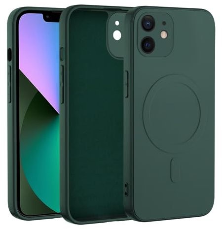 KetteTech Magnetisch Hülle für iPhone 12 mini, Liquid Silikon Handyhülle mit Magnet iPhone 12 mini, Kratzfeste und Stoßfeste Schutzhülle (Moosgrün)