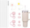 Giantzhong Stanley Cup Zubehör Set, Stanley Cup Accessories - 6 STK 31 cm Strohhalme für Stanley Cup 30/40oz, 6 Pink Auslaufsichere Silikonstopfen, 2 Strohhalm Abdeckung, 1 Reinigungsbürsten