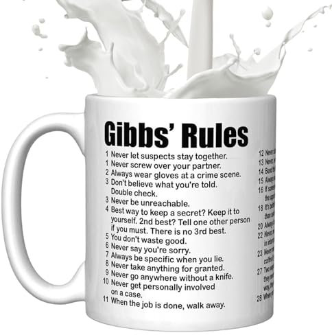 Gibbs Rules Cup - 350 Ml Keramik-Kaffeetassen Für Damen Und Herren,Neuartige Kaffee- Und Teetasse, Inspirierende -Kaffeetasse, Reisetasse, TV-Show, Gibbs Rules-Tasse