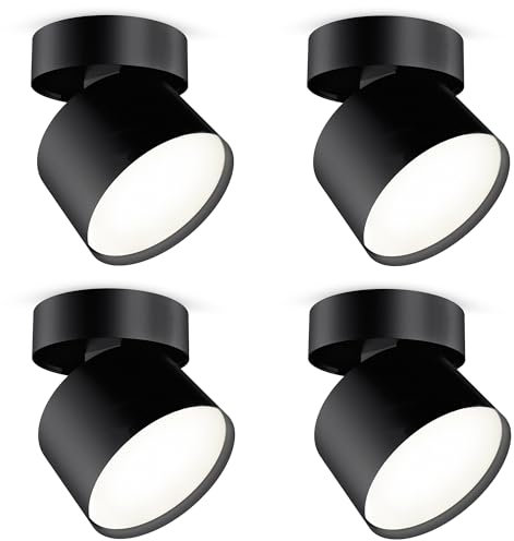 SSC-LUXon SAMU 4er Set Decken Aufbauspot schwarz - LED Strahler schwenkbar & drehbar mit GX53 3W neutralweiß - Moderne Innen-Deckenleuchte