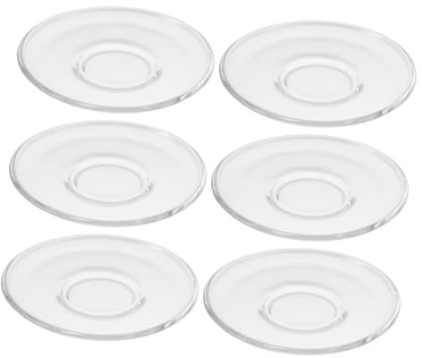 HAWILLOSCH 6pièces Sous-tasses Verre Transparent Assiettes Multifonctions Pour Tasses Desserts Et Apéritifs Accessoires De Table Pratiques Et Élégants
