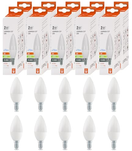 Maxled, Light is Led! 10er E14 LED Kerze Lampe 4000K Neutralweiß, C37 Energiesparlampe 5W GlühbirneErsetzt 40W Halogenlampe 470 Lumen LED Brine 200° Leuchtmittel Nicht Dimmbar AC 220-240V