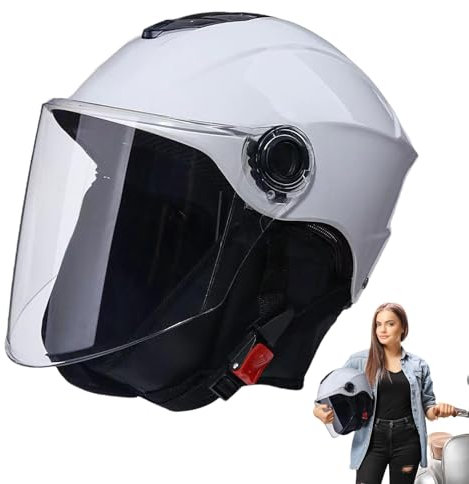 Half Face Motorrad Kopfbedeckung Motorrad Kopfbedeckung mit Visier Roller Kopfbedeckung mit abnehmbarem Schal Radfahren Kopfbedeckung für Roller und Motorrad