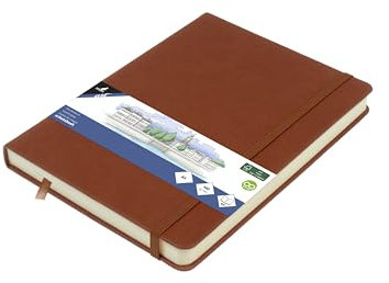 Kangaro Art Skizzenbuch A5 Cognac PU Hardcover 80 Blatt 140 Gramm cremefarbenes Papier mit Gummiband und Band
