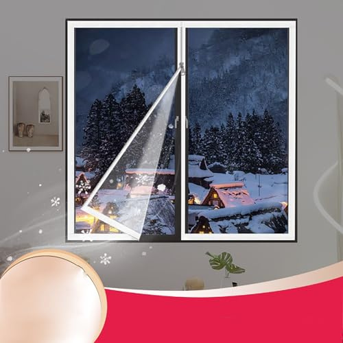 SGSKEIEY Cover Fenster,Fenster-Isolierfolie,Transparent Wärmeschutzfolie Fenster Isolierfolie Kit,Kälteschutz Gegen Kondenswasser Fensterfolie Winter (120x120cm)