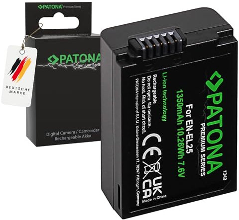 PATONA Premium Batterie de Rechange pour Nikon EN-EL25 EN-EL25a EL25 ENEL25, 1350mAh 7.6V 10.26Wh, Compatible avec Nikon Z30 Z50 Z50II Z FC ZFC 30 50 50II