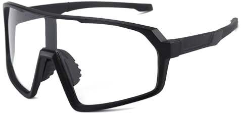 Long Keeper Photochromic Cycling Sunglasses Mountain Bike Riding Glasses Women Men Clear Sports Sunglasses for Running Fishing Baseball (Black)