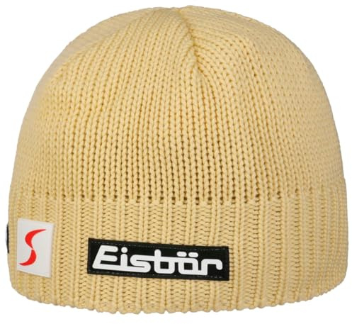 Eisbär Trop Skipool Strickmütze Damen/Herren - Made in the EU Wintermütze Pull-On Futter Winter Herbst-Winter - One Size gelb