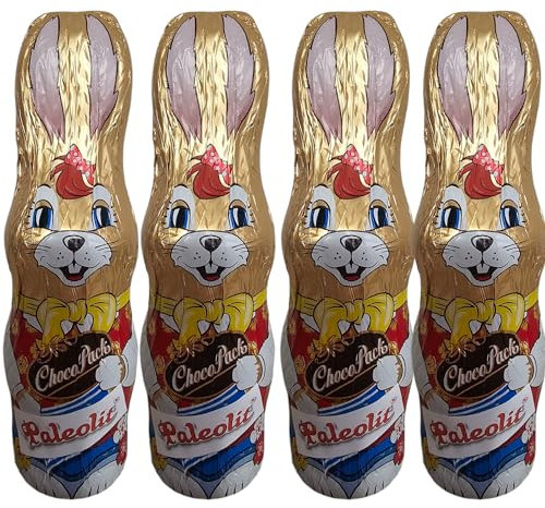 Paleo Hasenfigur aus Zartbitterschokolade ohne Zuckerzusatz Schokolade Osterhase 4x45 g (Vegan)