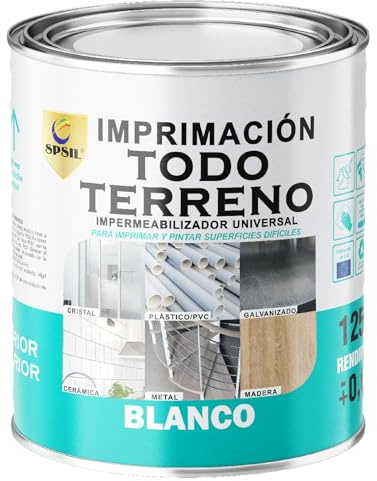 SPSIL Imprimación Universal TODO TERRENO Blanco 125ml - Anticorrosiva y Multisuperficie - Resistente Alta Temperatura y Alta Adherencia - Secado Rápido