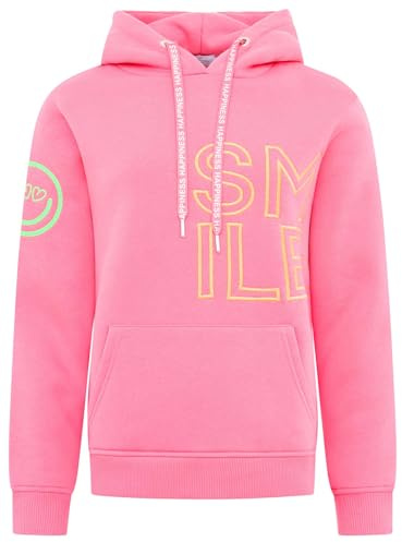 Zwillingsherz Damen Kapuzenpullover, Casual Sweatshirt mit Smile-Aufdruck, Regular Fit, Langarm (DE/NL/SE/PL, Alphanumerisch, S, Regular, Regular, pink)