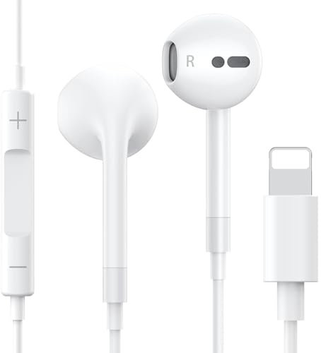 Wired Earphones [MFi Certified] In Ear Headphones for iPhone Stereo Noise Earphones Built-in Microphone & Volume Control Compatible with iPhone 14 Pro /13/12 /11/SE/XR/XS/X/8/7/iPad Pro/All iOS