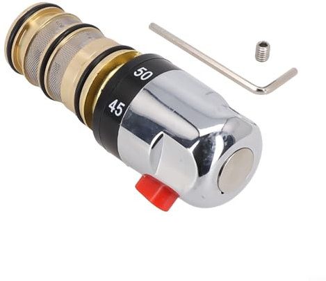 Feeshoppher Thermostatic Shower Valve Cartridge Replacement Thermostatic Bath Mixer Shower Valve Cartridge Temperature Control Handle with Chrome Finish for Modern Bathroom Single Lever System