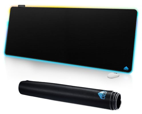 Cacoy 1500x600 mm RGB Tapis de Souris Gaming, 9 Modes LED Lumineuse Tapis de Souris XXL pour Clavier Souris Ordinateur PC, Grande Tapis Souris, Étendu sous-Main Bureau avec Base en Antidérapant, Noir