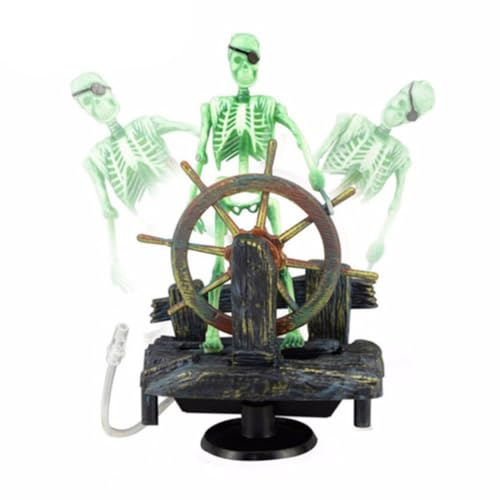 Lawnrden Aquarium Pirate Captain Decoration, 1PC Aquarium Ornament Pirate Captain Fish Tank Ornaments Aquatic Landscape Decorations Air-driven Active Skeleton For Fish Tank Decoration