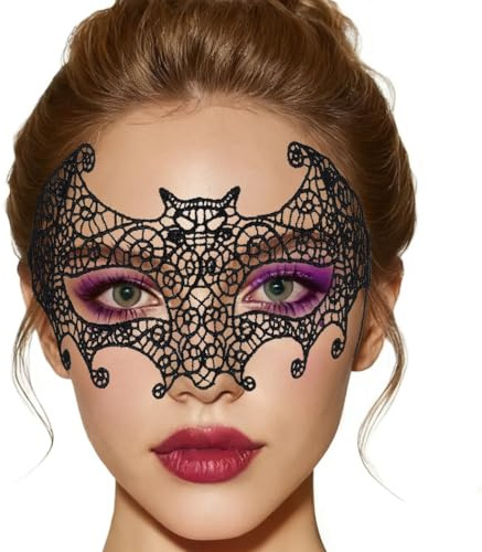 YUEXNKO Schwarze Venezianische Maske, Schwarze Augenmaske Spitze, Venezianische Maske Spitze, Damenaugenmaske Maskenball, Maskenball Spitzen, für Halloween Karneval Tanz Ball Party
