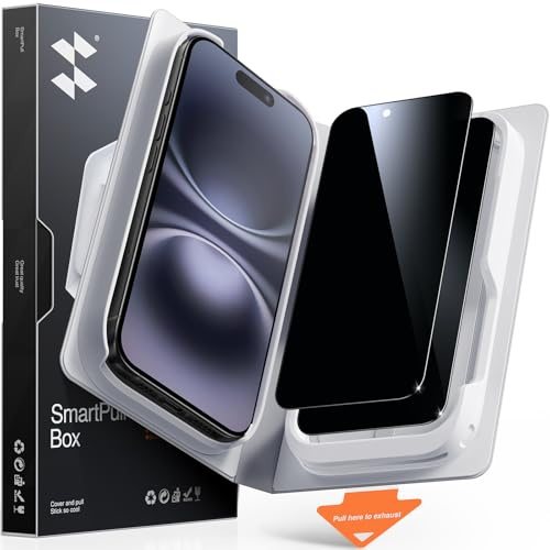 SMARTDEVIL 2 Pack MyView Privacy for iPhone 16 Screen Protector | 28° Anti-Spy, 9H Tempered Glass, Bubble-Free Easy Install, Anti-Shatter, Face ID & Case Compatible, with SmartPull Box