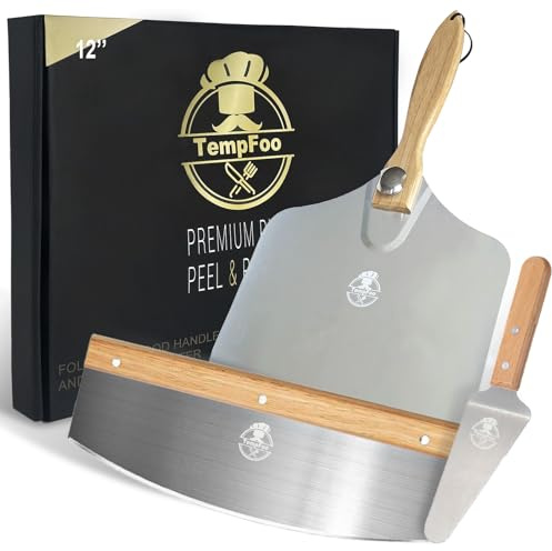 Pizzaschieber Edelstahl Zubehör, Pizzaschaufel | Mit Zwölf Zoll Einklappbarem Holzgriff, Pizzaschneider Dreiteiliges Set Für Brot, Bäcker and Backen Pizza Spachtel Gadgets