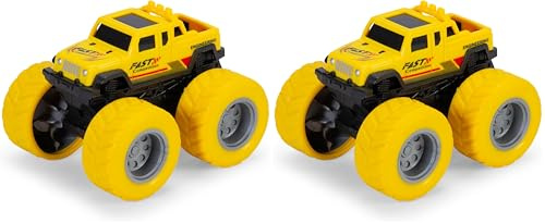 Dickie Toys - Monster Truck (1 Auto) - kleines Spielzeugauto für Kinder ab 3 Jahre mit Friktionsantrieb und Gummireifen, zufällige Auswahl aus 3 Farben, je 8,5 cm (Packung mit 2)