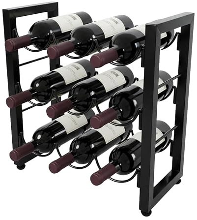 Relaxdays Weinregal, 9 Flaschen, Metall, HxBxT: 36 x 35 x 17 cm, Weinhalter stehend, Küche & Bar, Weinständer, Farbwahl | Weinhalter stehend, Küche & Bar, Weinständer