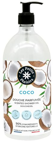 Les Petits Plaisirs – Gel douche Coco 1L – Pour toute la famille dès 3 ans – 90% d’origine naturelle, pH neutre sans savon