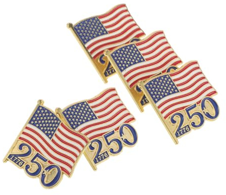 Amerikanischer Sammlerpin 5 Stück Packung aus Zinklegierung für Jacke | Patriotisches Design zum 250 Jahrestag 1776 bis 2026, Zuverlässiger Verschluss, für Arbeit und Feiern
