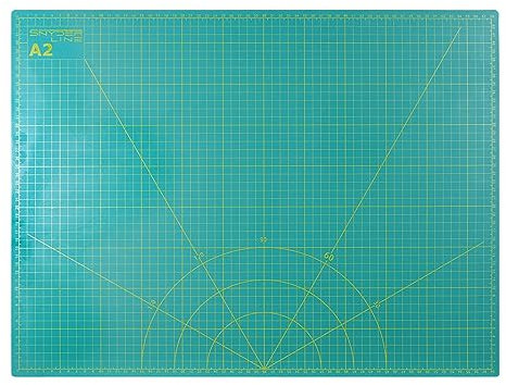 Snyderline® Schneidematte A2 = 45x60cm, 5-lagig beidseitig bedruckt, selbstheilend, grün, Druck in cm & inch