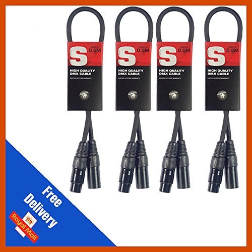 4 x Stagg 0.5M Black DMX Lighting Cable Lead XLR Mic Quality Band DJ Disco