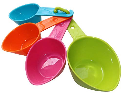 Rypet Dog Food Scoop Set of 4 - Plastic Measuring Cups for Dog, Cat and Bird Food (Random Color)