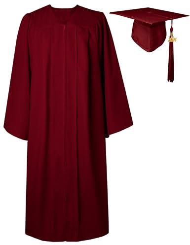 GraduatePro Abschluss Talar mit Hut 2025 Absolventen Robe Bachelor Uni Master Kostüm Geschenke Absolventen Akademischer Herren Damen Kastanienbraun 48=S