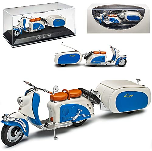 Atlas IWL SR59 Berlin Roller mit Anhänger 1959-1963 DDR 1/24 Modell Motorrad mit individiuellem Wunschkennzeichen