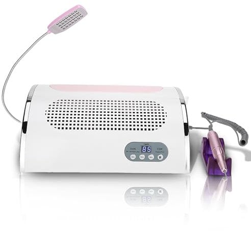 Professionelles Nagelstudio Maschine, Absaugung Nägel, Multifunktionale 3 In 1 54W Nageltrockner Maniküre Elektrischer Nagelbohrmaschine Stift Nageltrockner Nagelstudio Staubabsaugung Led Lichter