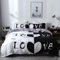 Lanqinglv Bettwäsche 220x240 cm Paare Liebe 3 Teilig Schwarz und weiß Bettwäsche Set mit Reißverschluss-Love Bettbezug und Kissenbezug 50x75 cm (Love,220x240)