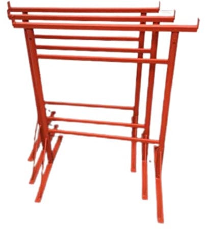 Hill TOP FABRICATIONS LTD - 3 x Builders Trestles Size NO.3, Adjust from 1.0m - 1.8m (Trestle Band Stands) SWL 400kg Made in The UK - Powder Coated Orange for Hard-Wearing Finish. Ideal for Builders.