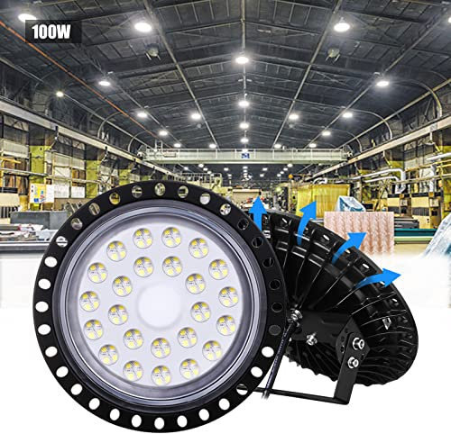 Bellanny LED Strahler 100W 10000LM Hallenstrahler LED UFO Industrielampe, 6500K Kaltweiß LED Werkstatt Deckenleuchte Werkstattlampe Hallenleuchte Industrial LED High Bay Licht für Fabriken Läger Hof