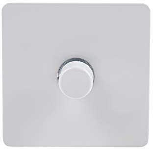 Schneider Electric Ultimate Screwless Flat Plate - Single 2 Way Dimmer Light Switch, Main and Low Voltage, 400W/VA, GU6412CPW, Painted White