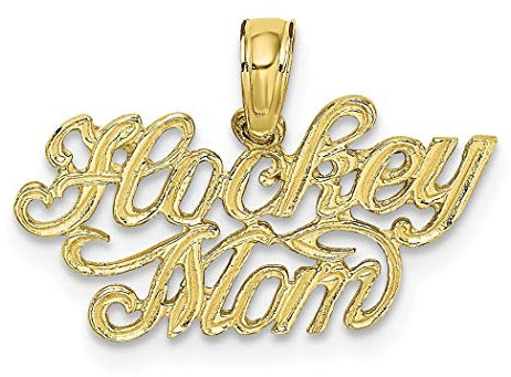 Charm-Anhänger 10 Karat Gold Hockey Mutter Gravur höher als 9 Karat Gold