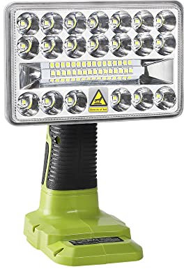 18V Tools Lampe LED Portable Extérieur Longue Portée Projecteur 18W 2000LM Lampe de Travail LED sans Fil Compatible avec Ryobi ONE+ 14.4V-18V Li-ion Ni-Cd Ni-Mh Batterie P107 P108