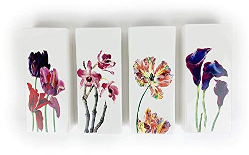 Umidificatore 4 pezzi in ceramica Red Flowers piatto per il fissaggio al radiatore, riscaldamento evaporatore, vaso da parete 330 a1678