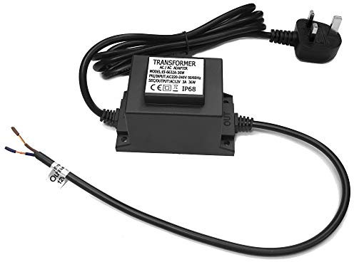 CNBRIGHTER Waterproof 12V 3A AC Transformer, 36W, 220-240V to 12V AC LED Power Supply, Voltage Converter LED Driver, Adapter for Outdoor Landscape/Swimming Pool Lights