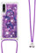 Handykette Handyhülle für Samsung Galaxy A70 Hülle,Glitzer Quicksand kreatives Fließende Flüssigkeit schwimmt Silikon Case mit Umhängeband Handykordel Band Kette für Samsung Galaxy A70,YB GS FL