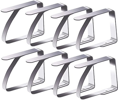 CYWVYNYT 8 Stück Tischtuchklammern Edelstahl, Tischdeckenklammer Tischabdeckungsklemmen Tischdecke Clips Tischtuch Clips - Silber