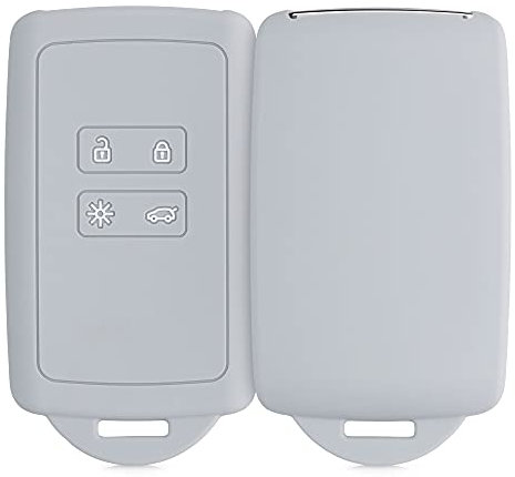 kwmobile Autoschlüssel Hülle kompatibel mit Renault 4-Tasten Smartkey Autoschlüssel (nur Keyless Go) - Silikon Schutzhülle Schlüsselhülle Cover in Hellgrau