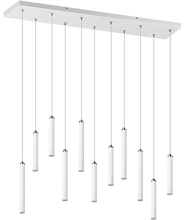 Trio Leuchten LED Pendelleuchte Tubular 321611131, Metall Weiß matt, inkl. 11x 2.8 Watt LED, Switch Dimmer
