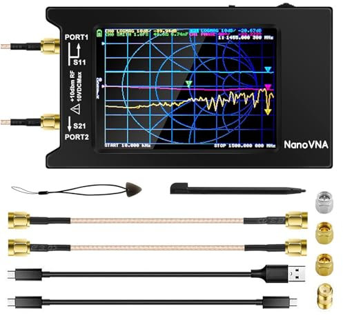 AURSINC Upgrated NanoVNA-H4 Vector Network Analyzer, Lastest V4.3 10KHz-1.5GHz HF VHF UHF 4 Touch Screen Antenna Analyzer Ham Radio, Measuring S Parameters, SWR, Phase, Delay, Smith Chart
